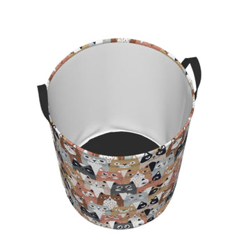 Gbuzozie Funny Cartoon Cats Round Laundry Hamper Storage Basket Toys Clothes Organizer Bin For Home Bathroom Bedroom Dorm Nurser