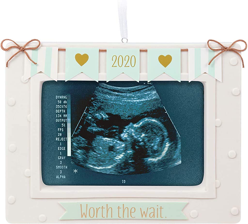 Hallmark Keepsake Christmas Ornament 2020 Year Dated Worth The Wait Baby Sonogram Porcelain Photo Frame