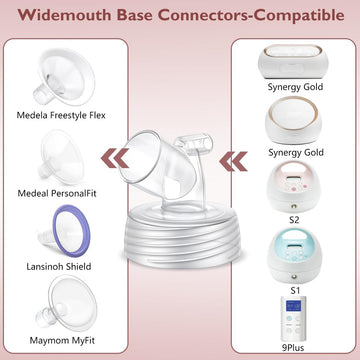 2Pcs Wide Mouth Connector Compatible With Spectra S1 S2 9 Plus Pump, Compatible With Medela Personalfit Shield, Pumpin Pal Shiel