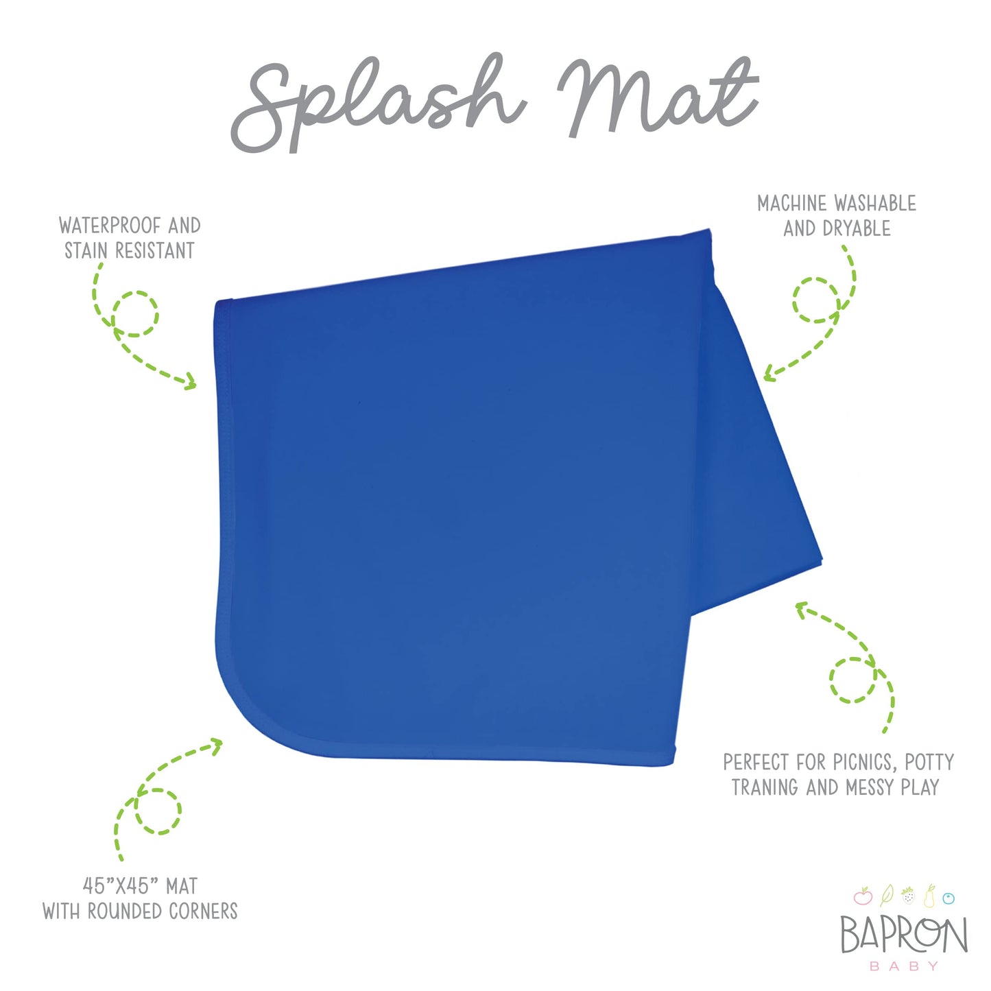 Bapronbaby Minimalist Royal Blue Splash Mat - Waterproof Catch-All For Under High Chairs, Floors, Tables, Playtime Or Arts & Cra