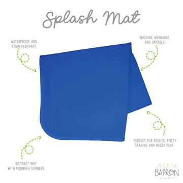 Bapronbaby Minimalist Royal Blue Splash Mat - Waterproof Catch-All For Under High Chairs, Floors, Tables, Playtime Or Arts & Cra