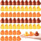 Haooryx Fall Mini Rubber Ducks - 60Pcs Holiday Bath Toys Autumn Maple Leave Bathtub Float Ducky Tiny Squeak Duck for Kids Fall T