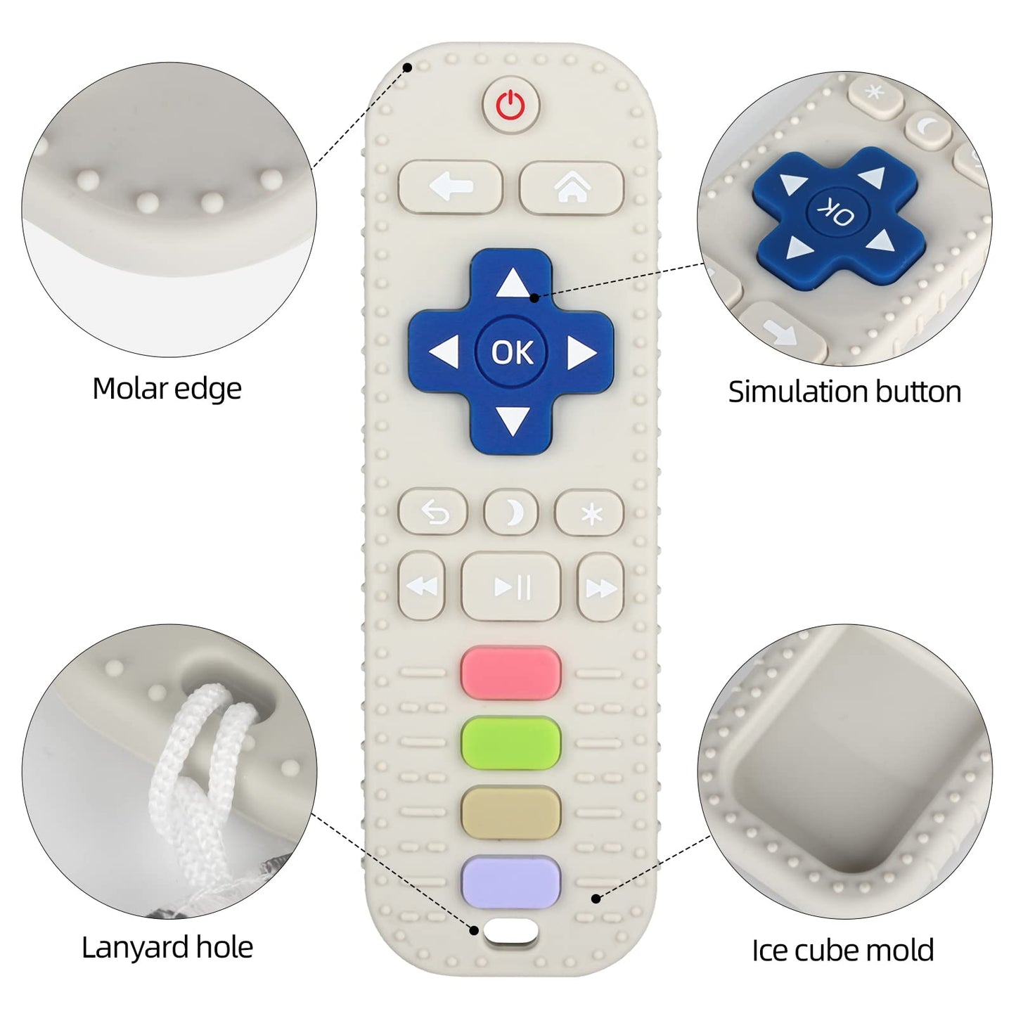 Chuya Silicone Baby Teether Toy TV Remote Control Shape Chew Toy for Babies 3+ Months, Teething Relief Baby Toys for Infants (Wh