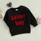 Ktwharnu Infant Toddler Baby Boy Valentines Day Outfit Heart Embroidery Sweatshirt Crewneck Long Sleeve Shirts Top Pullovers (C-