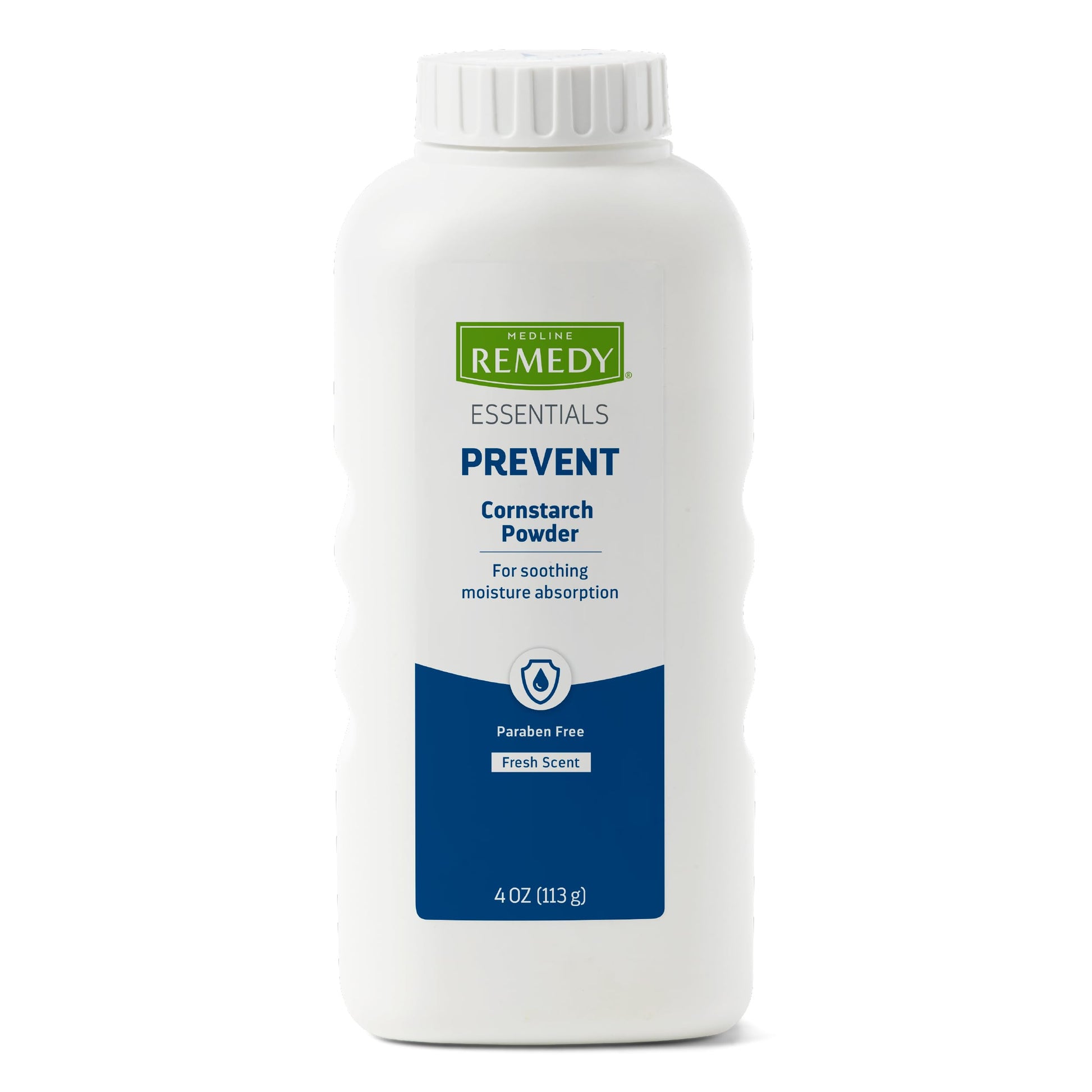 Medline Remedy Essentials Cornstarch Powder (4 Oz Bottle), 36 Count, Fresh Scent, Talc Free, Travel Size, Skin Care, Absorbs Swe