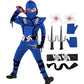 Satkull Kids Blue Ninja Costume, Ninja Deluxe Costume Set With Ninja Foam Accessories For Boy&Girl Party Dress Up Ninja Role Pla