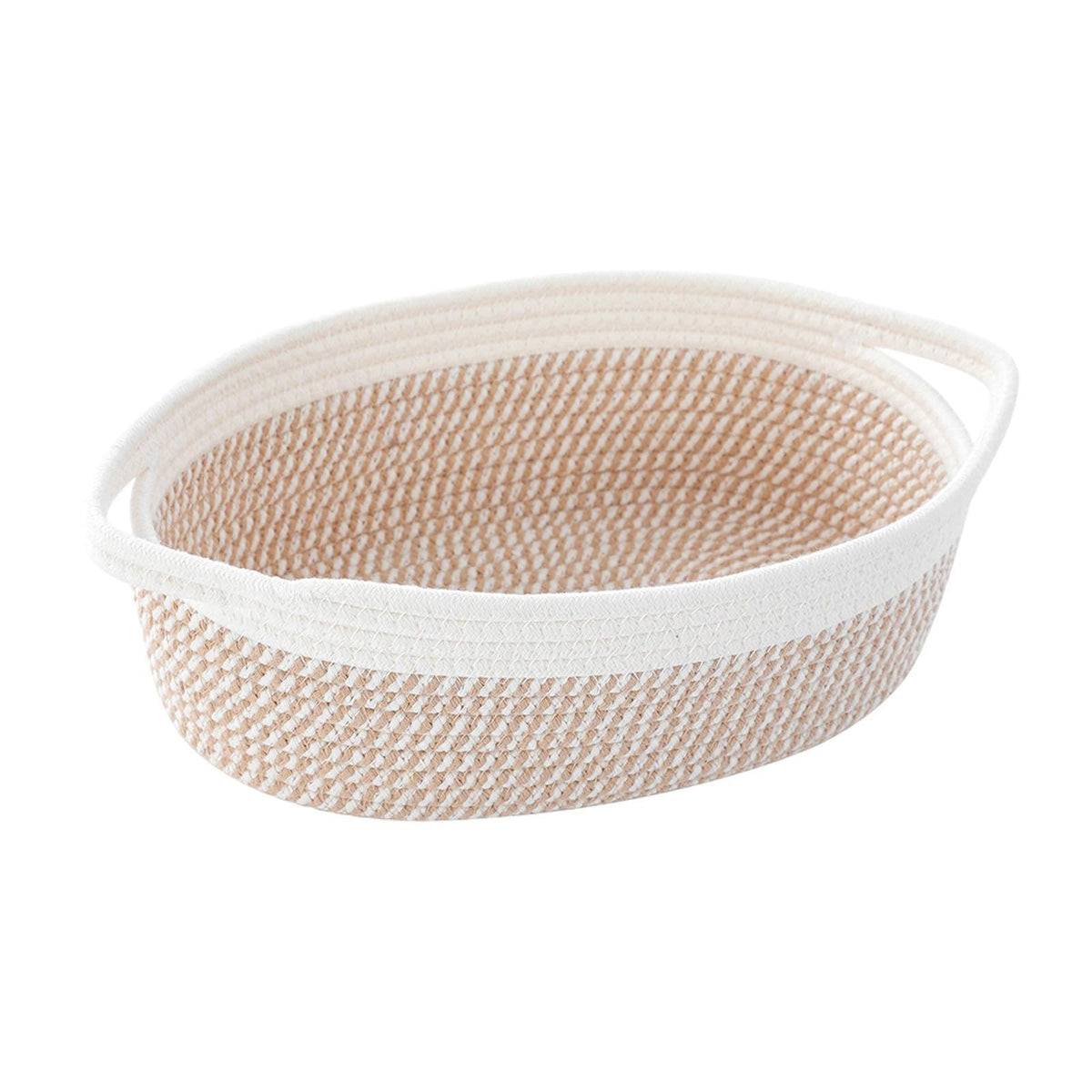 Cotton Rope Basket Sturdy Woven Basket with Handle for Nursery Towels Diaper White Yellow White