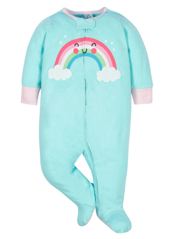 Gerber Baby Girls 4 Pack Sleep 'N Play Footie Cloudy Newborn