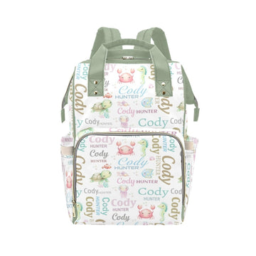 Workvalor Ocean Animals Personalized Diaper Bag with Custom Name - Custom Baby Tote Backpack for Mom, Unique Gift for New Parent