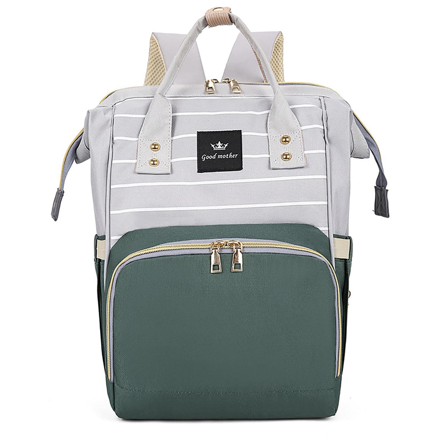 House Of Quirk Baby Diaper Bag Maternity Backpack (Dark Green/Stripe)