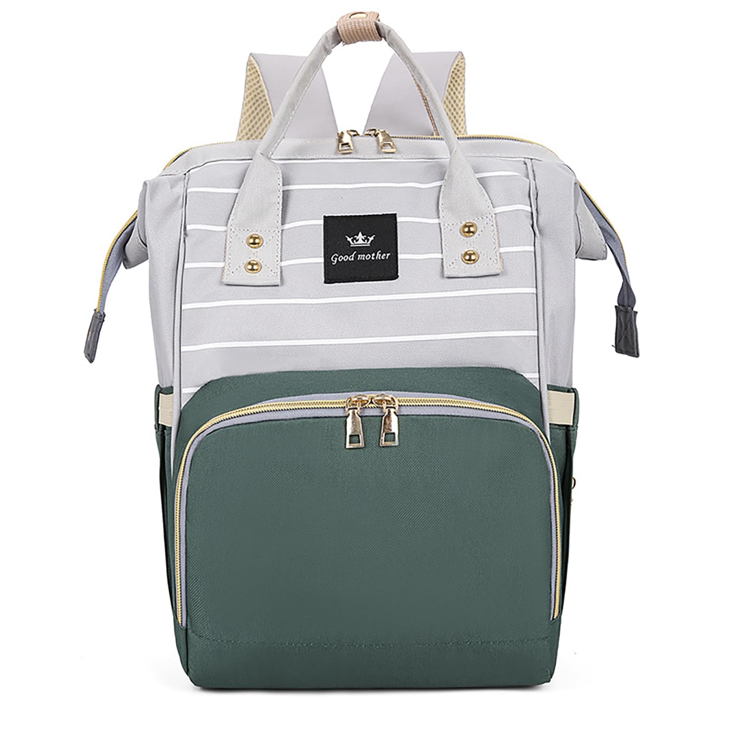 House Of Quirk Baby Diaper Bag Maternity Backpack (Dark Green/Stripe)