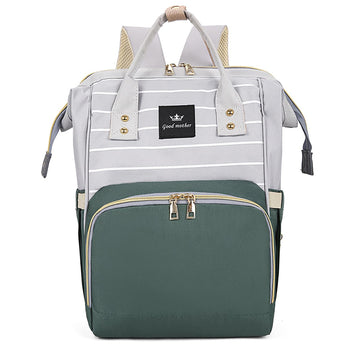 House Of Quirk Baby Diaper Bag Maternity Backpack (Dark Green/Stripe)
