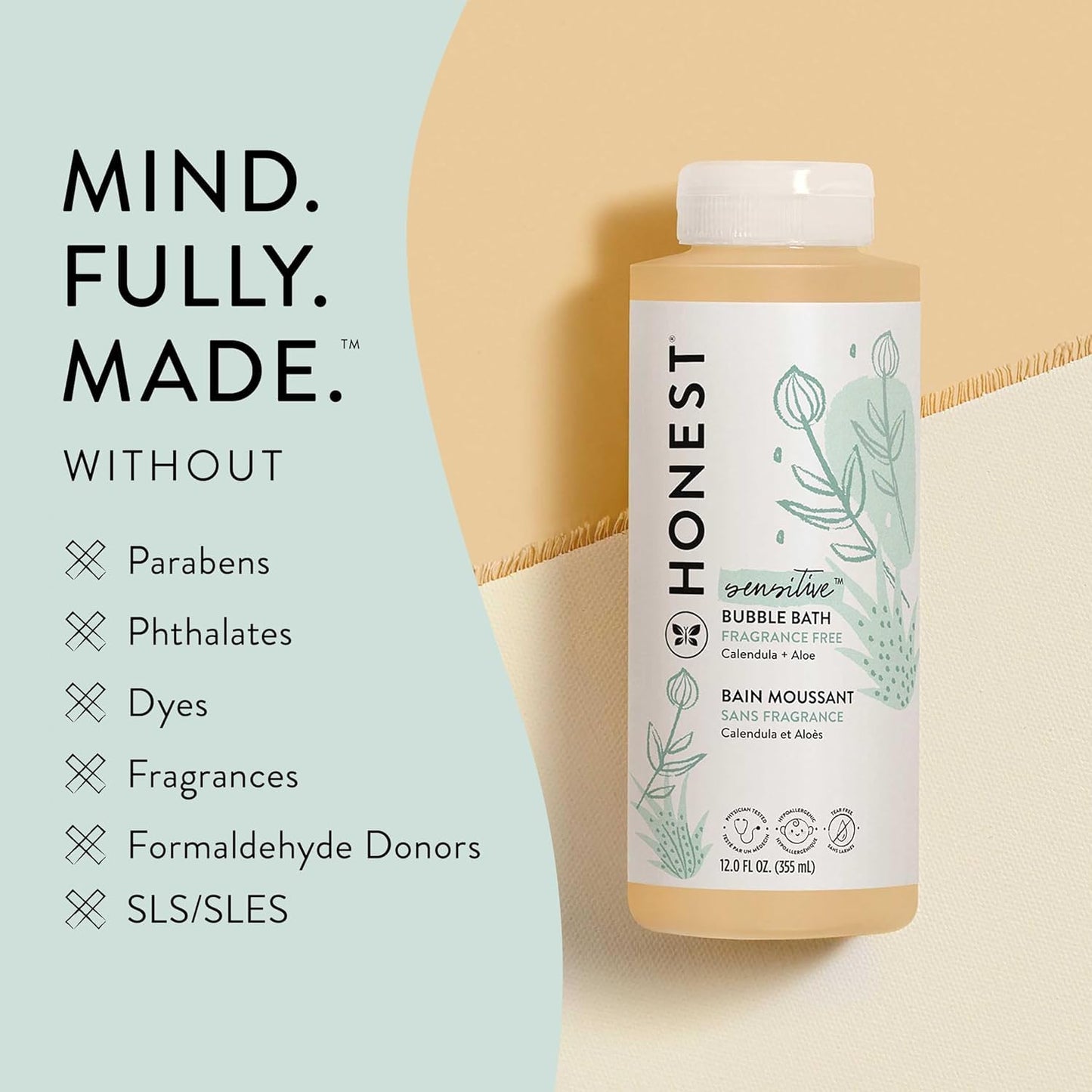 The Honest Company Foaming Bubble Bath | Gentle For Baby | Naturally Derived, Tear-Free, Hypoallergenic | Fragrance Free Sensiti