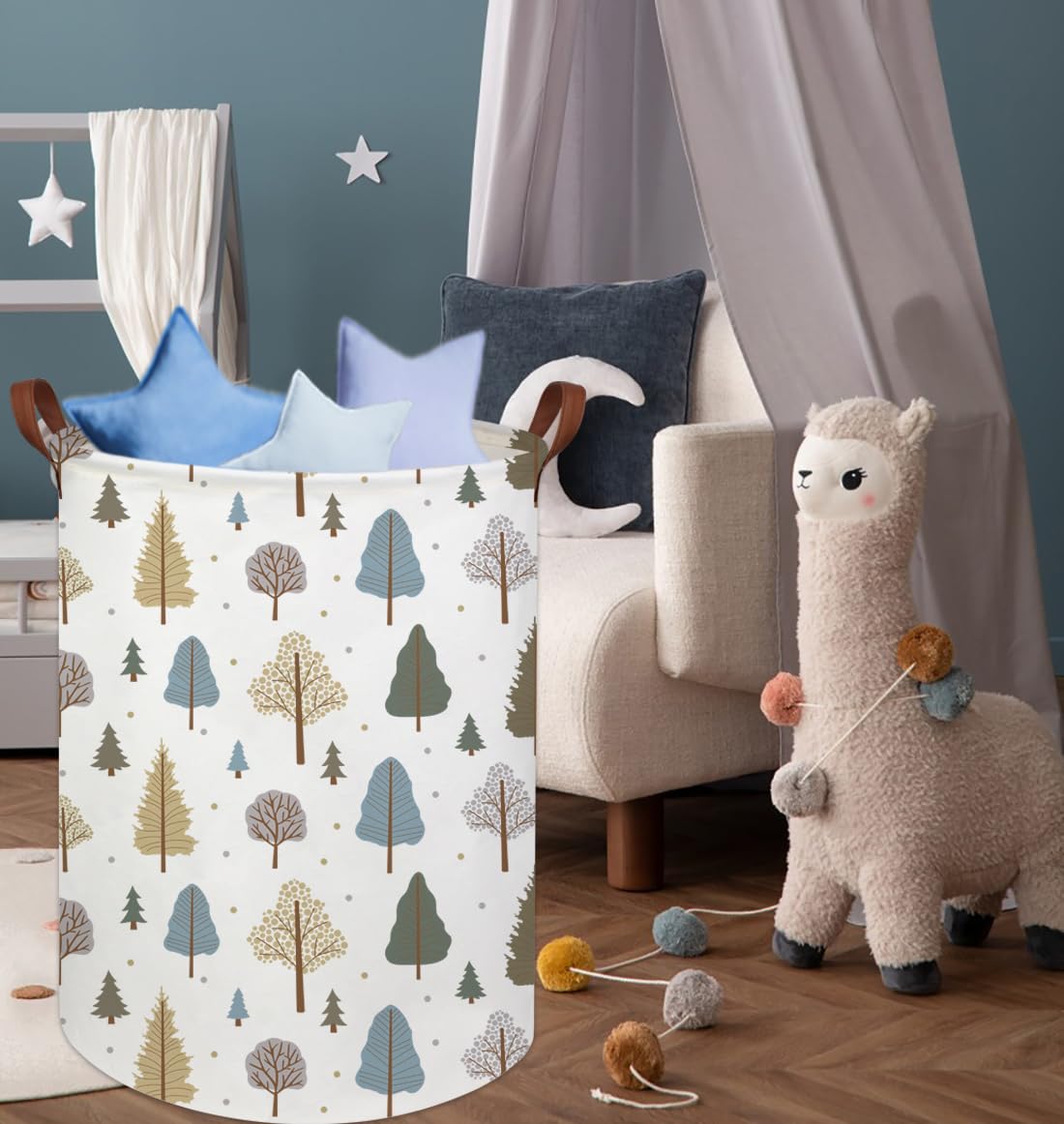Tibaolover Tree Baby Laundry Basket Baby Hamper Kids Hamper Basket Toy Storage Bin For Boys Woodland Room Decor Baby Nursery Ham