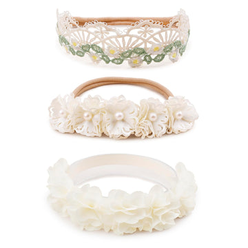 Bfnaagirl Baby Girl Floral Headband Nylon Flower Crown Elastic Hairband 3Pcs Hair Accessories Gift For Girls (9557)