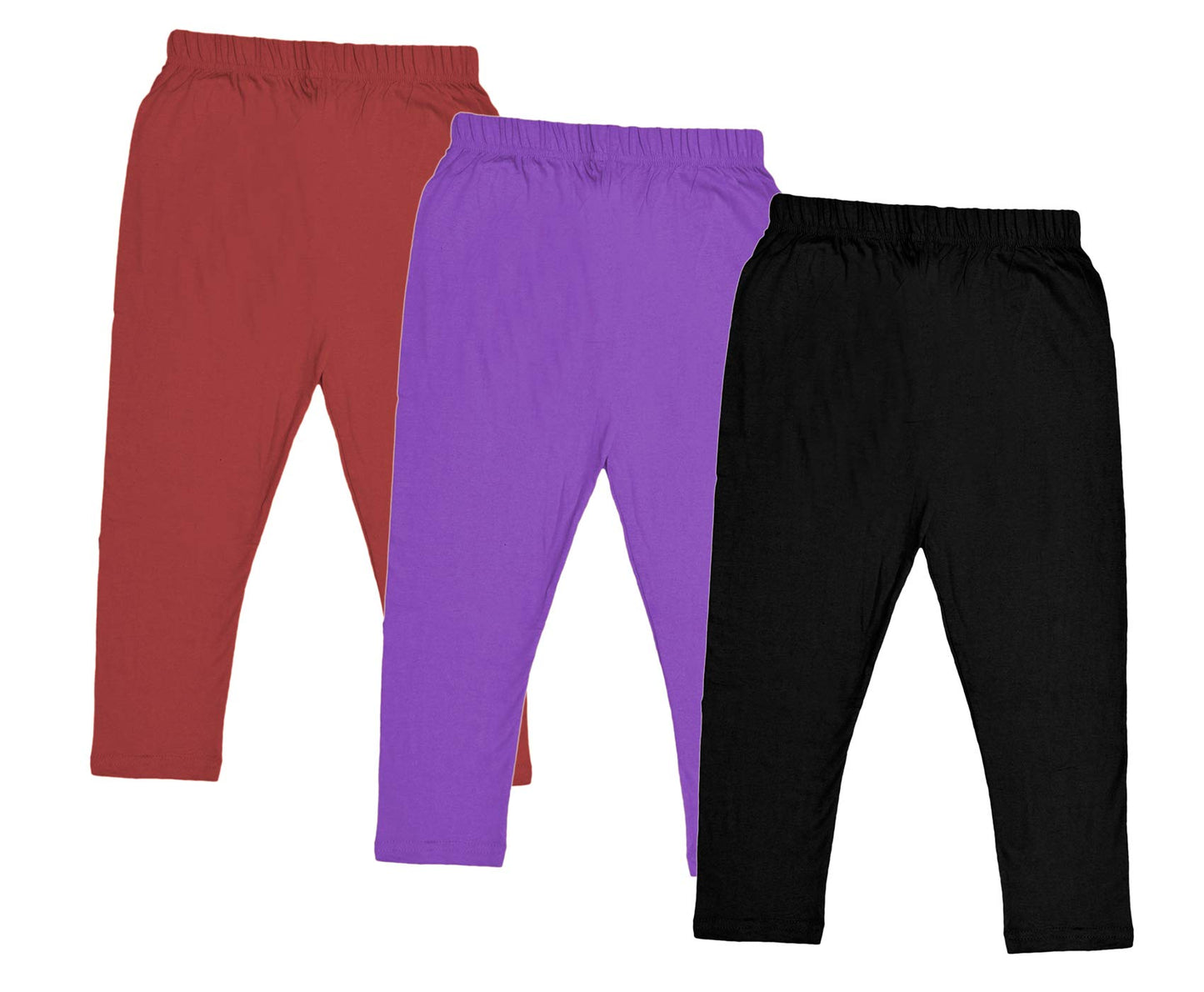 IndiWeaves Girls Cotton 3/4th Leggings/Capri (Pack of 3)(71800192021IWBP328_Multicolor_89 Years)