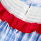 Rylee Faith Designs - Girls Summer Strawberry Bow Embroidered Smocked Dress