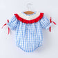Rylee Faith Designs - Baby Girls Summer Strawberry Bow Embroidered Smocked Romper