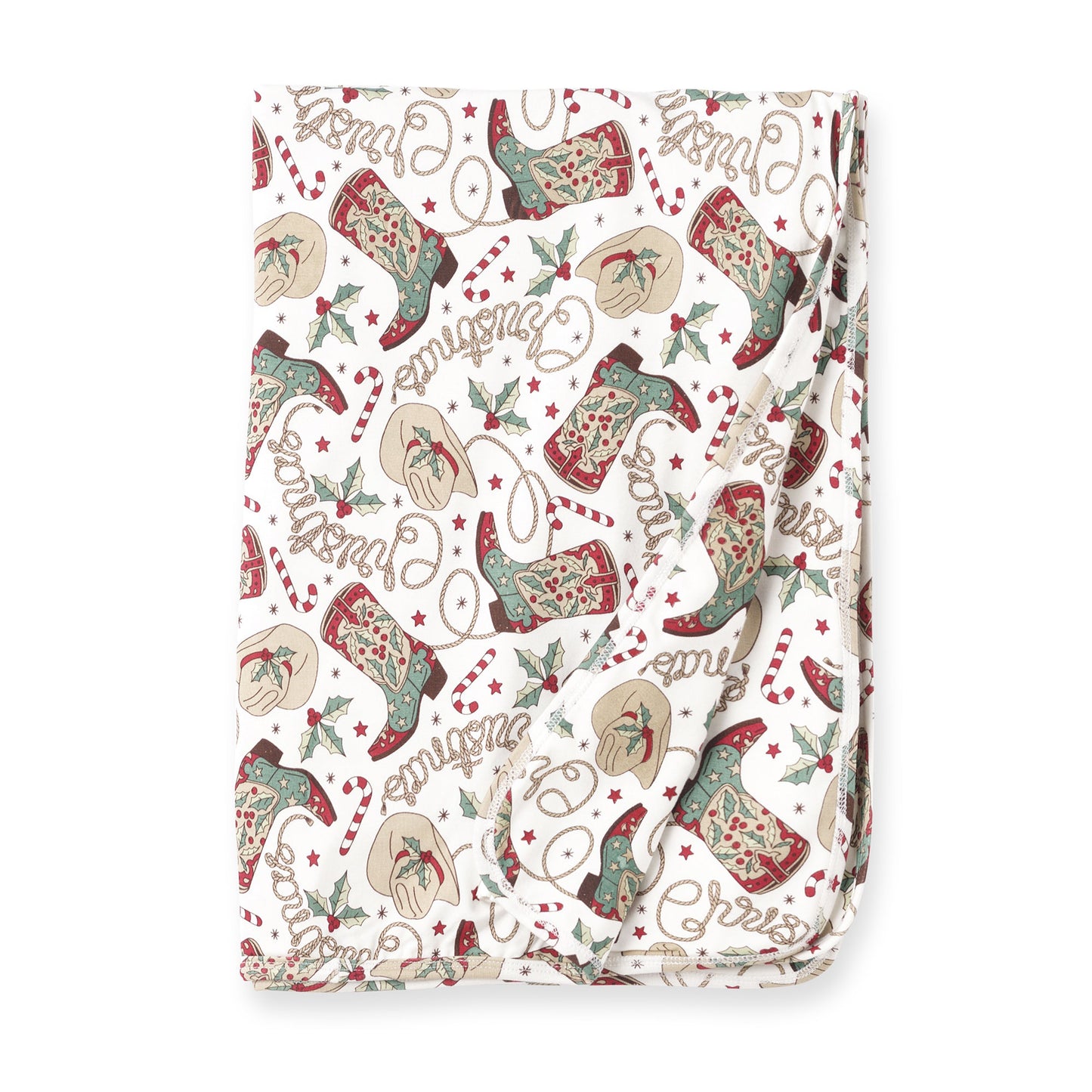 Western Christmas Stroller Blanket – Soft Bamboo Holiday
