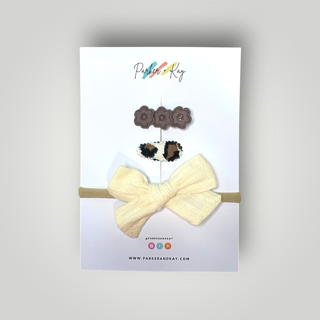 Baby 3-Piece Textured Bow Variety Set