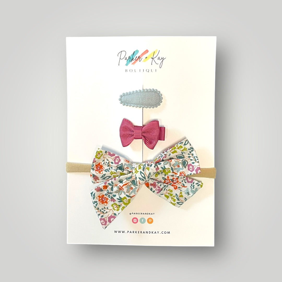 Baby 3-Piece Floral Bow Variety Set