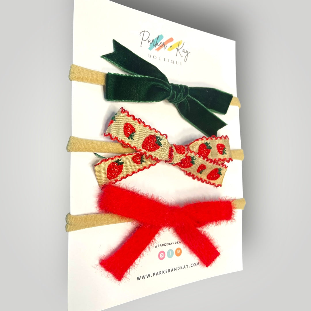 Strawberry Fields 3-Piece Hair Bow Variety Set