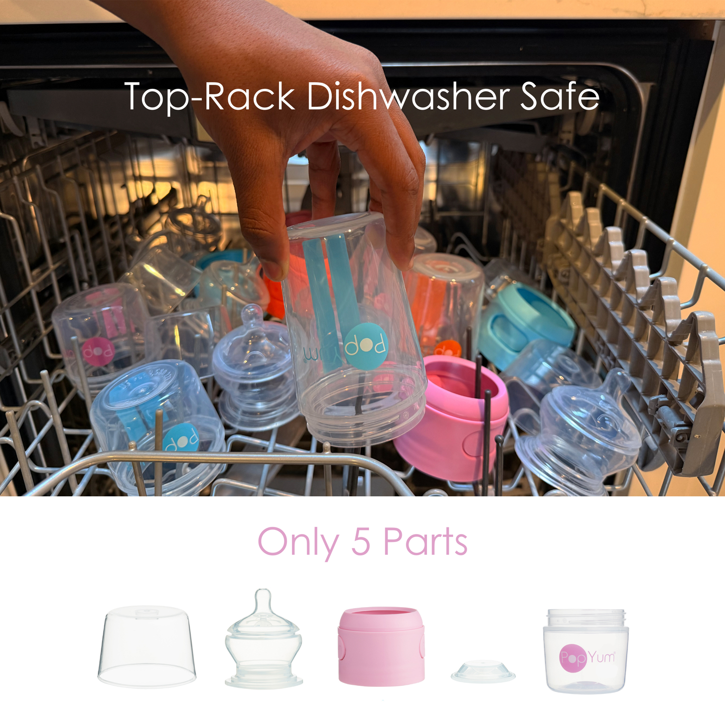 PopYum Pink 10 Piece Bundle: Bottle Set + 3 Nipple 2-Packs