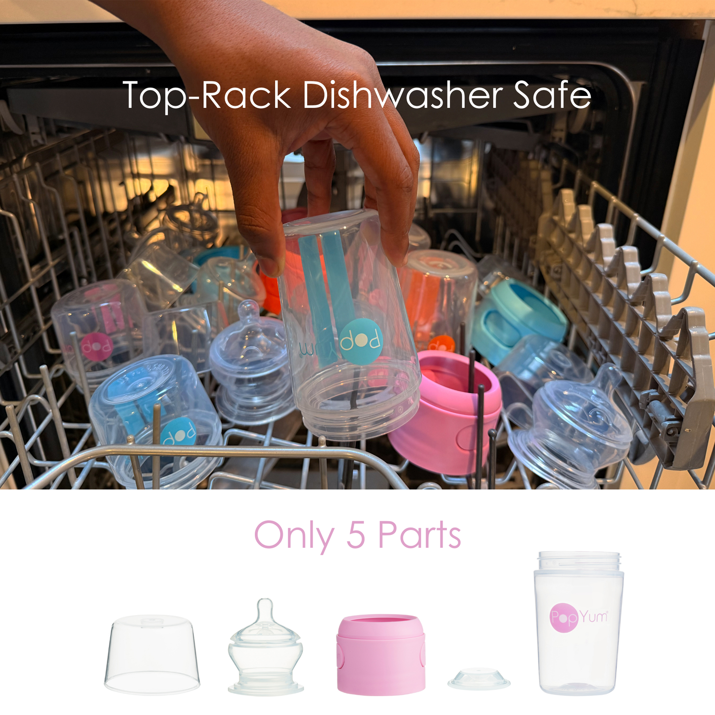 PopYum Blue 7 Piece Bundle: 9oz Bottle 3-Pack + 2 Nipple 2-Packs
