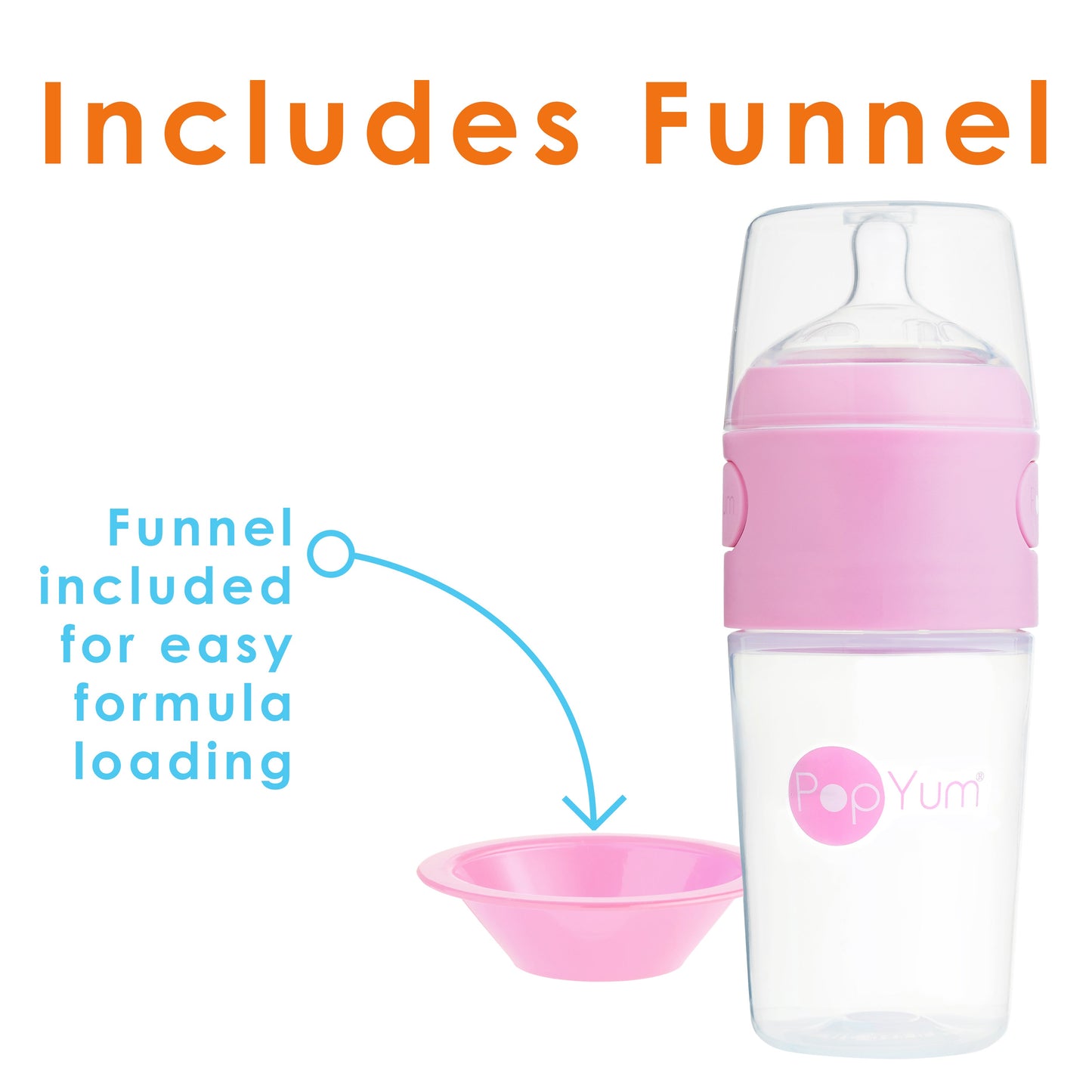 PopYum Pink 10 Piece Bundle: Bottle Set + 3 Nipple 2-Packs