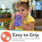 Nuby No-Spill Clik-It Flexi Straw Sippy Cup With Carabiner Clip - (3-Pack) 10 Oz - Baby Sippy Cup For 6+ Month Old With Easy Gri