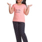 AV2 Girls Cotton Printed Pajama Set Night Suit Night Dress Peach 89 Years 6632