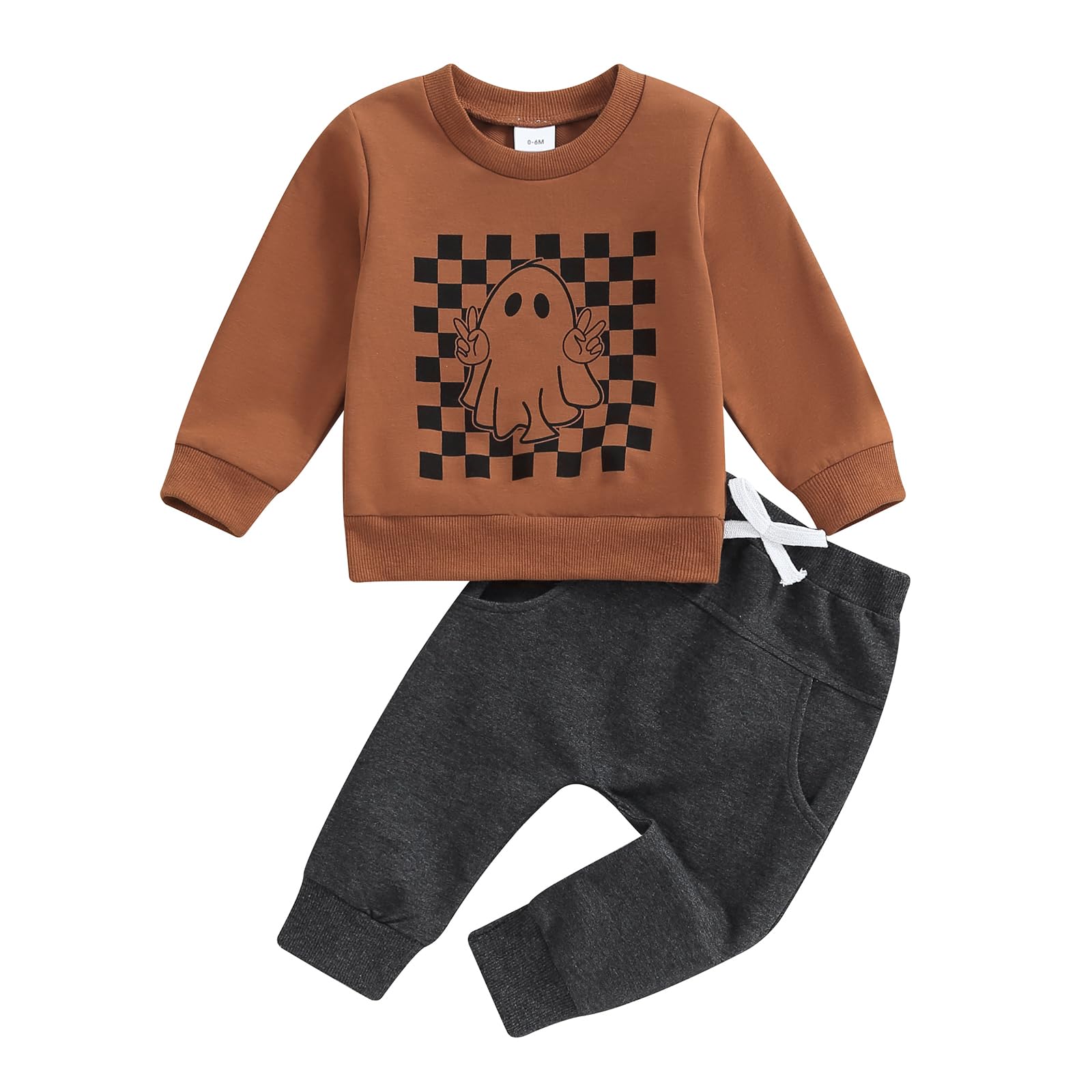 Liomengzi Infant Baby Boy Halloween Pants Outfits Long Sleeve Shirts Pumpkin Sweatshirt Pants Infant Fall Winter Clothes Set (Kh