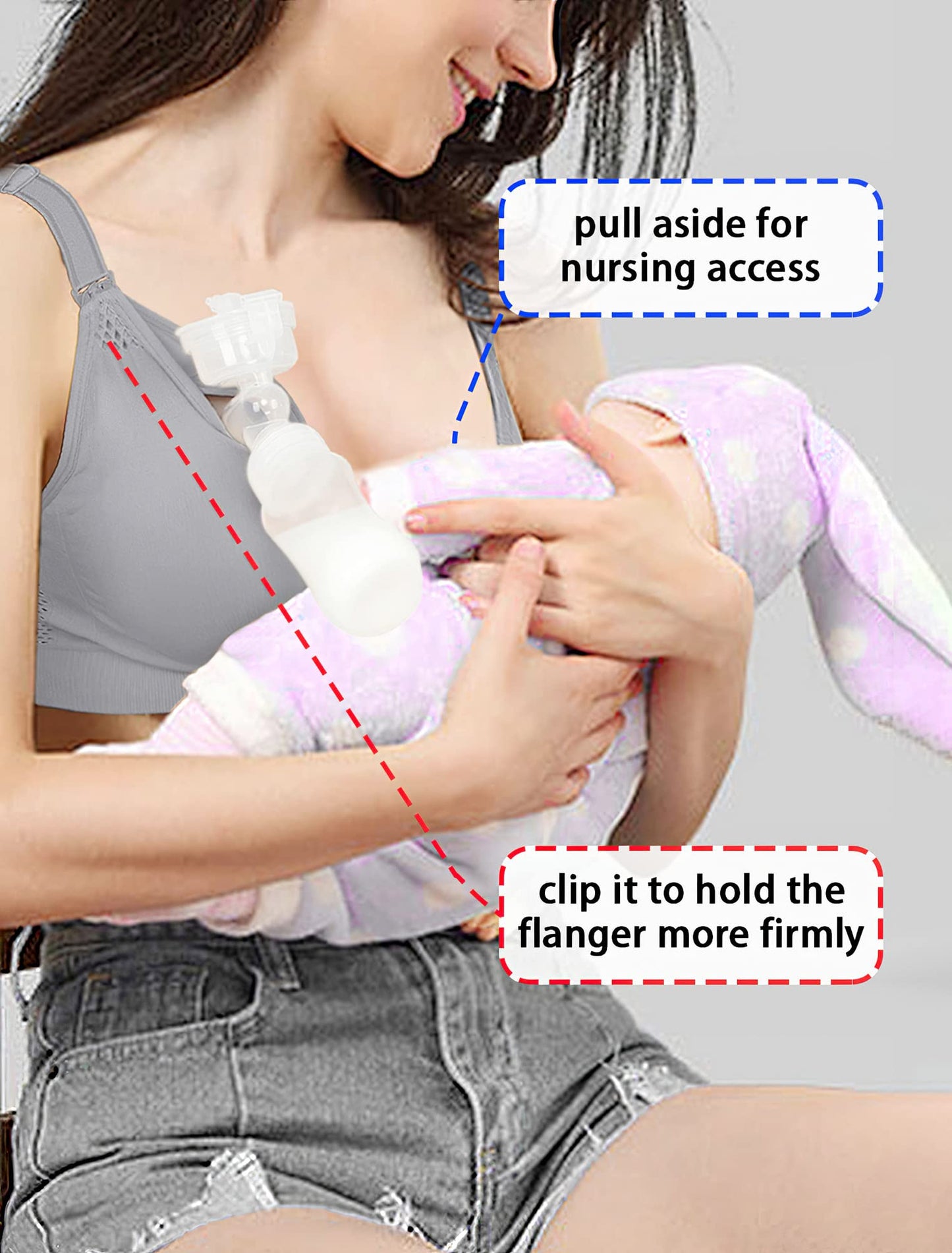 Ilovesia 3Pack Nursing & Pumping Bra All In One Hands Free Pumping Bra Black+Gray+Beige Size 2Xl