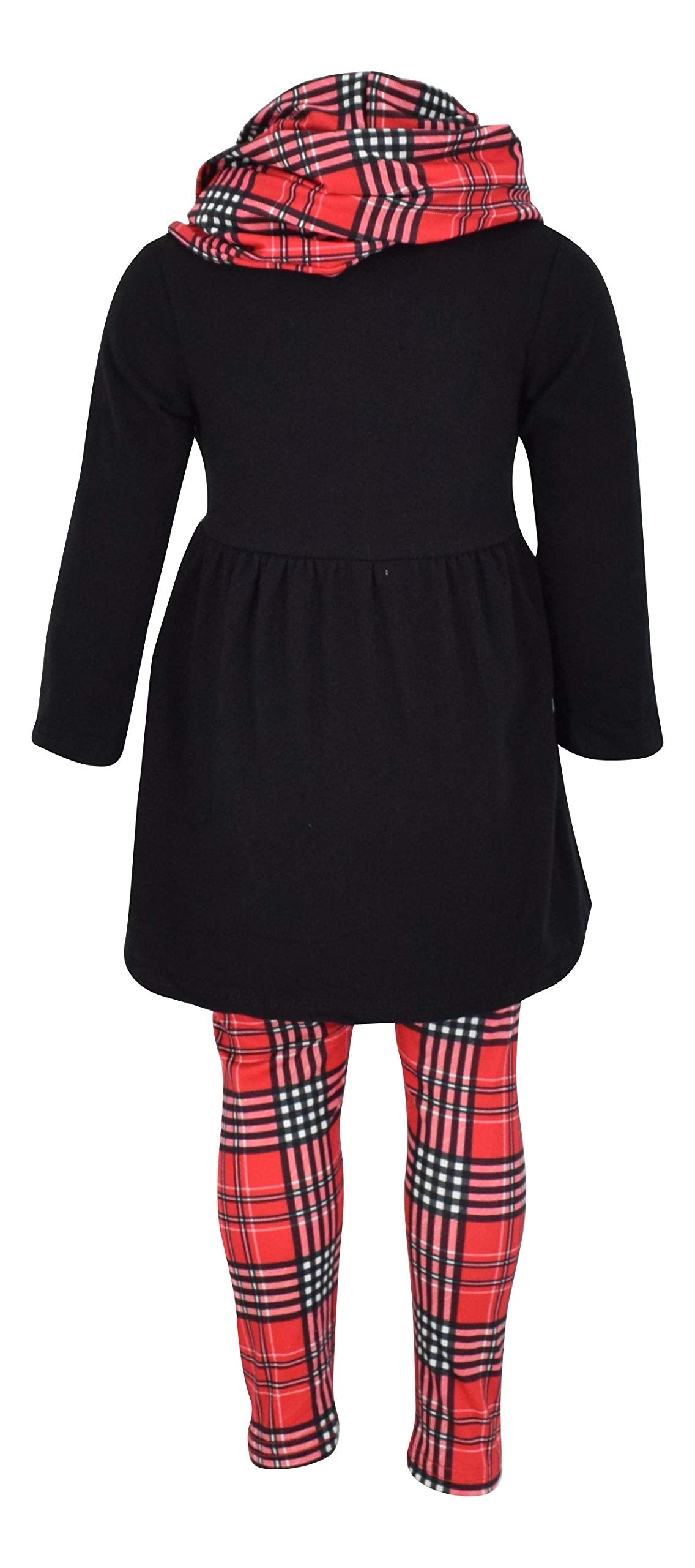 Unique Baby Girls 3 Piece Valentines Day Toddler Plaid Heart Legging Set Outfit (7 Years, Red)