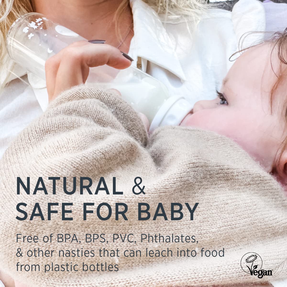 Hevea Standard Neck Baby Glass Bottle Nipples Medium Flow: Glass Baby Bottle Nipples - Two-Pack - 100% Natural Rubber 3-24 Month