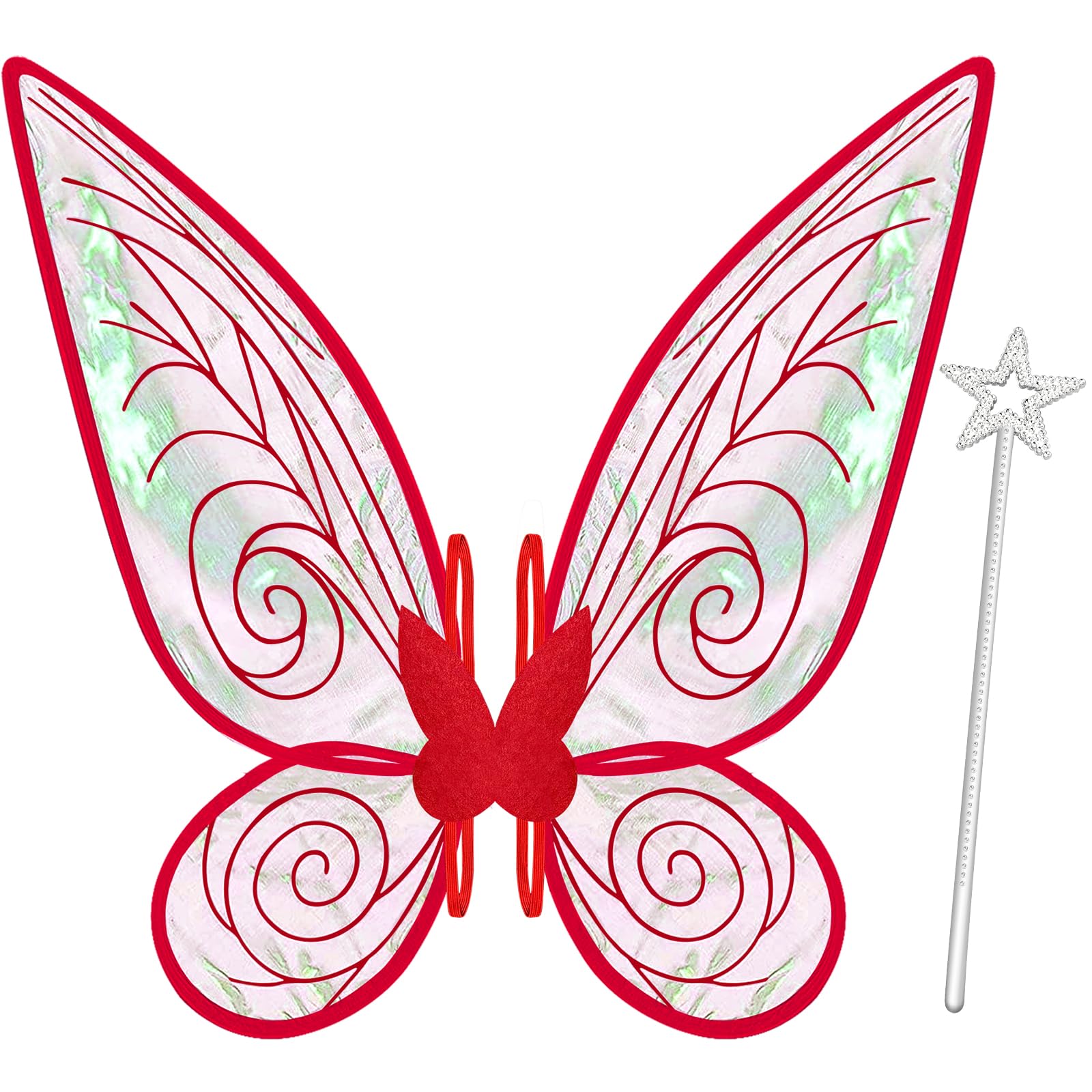 Fairy Wings For Adults,Butterfly Wings For Girls,Angel Wings,Fairy Costume For Women Halloween Dress Up Party Favor (Red)