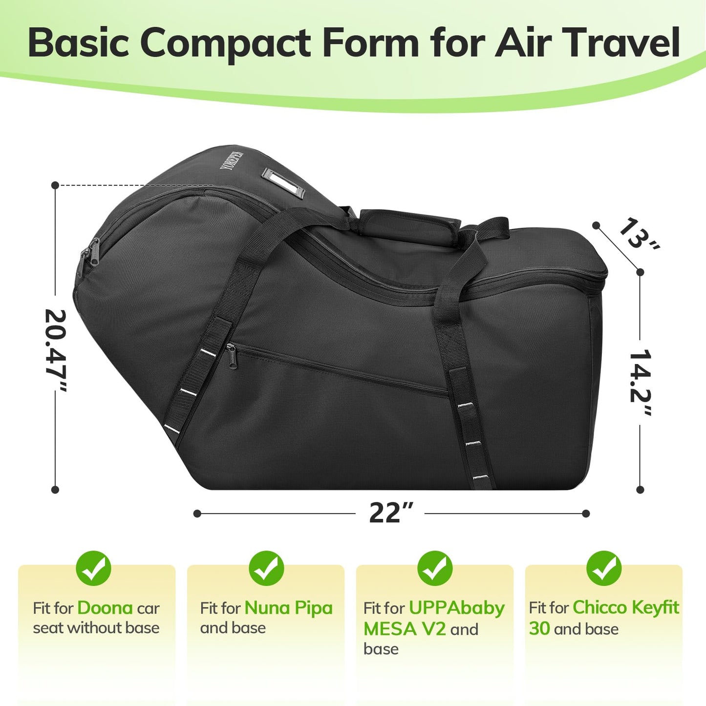 Yorepek Extendable Car Seat Travel Bag For Airplane, Fit For Doona,Nuna,Graco,Uppababy Infant Car Seat, Carseat Bags For Air Tra