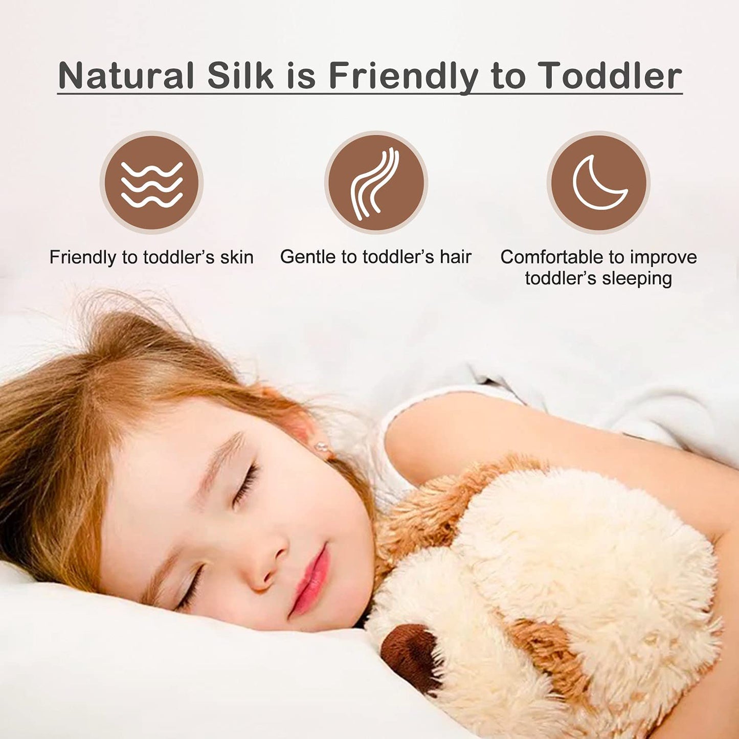 Atreebag Toddler Kids Pillowcase 100% Mulberry Silk, Hypoallergenic Soft Smooth Baby Pillow Cover Fits 13X18 12X16, Skin And Hai