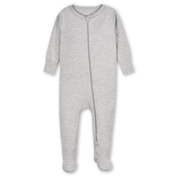 Gerber Unisex Baby Toddler Buttery Soft Snug Fit Footed Pajamas With Viscose Made From Eucalyptus, Grey Heather, 3-6 Months