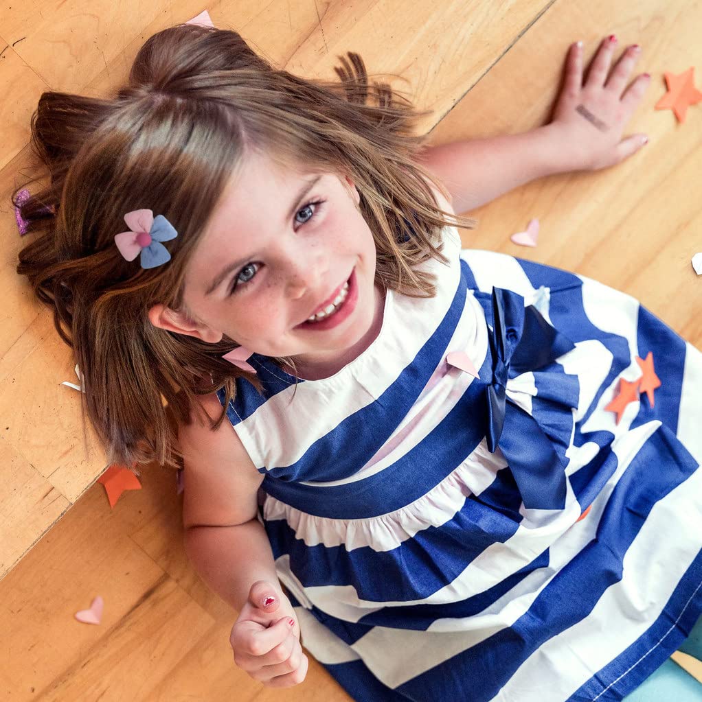 Hair Clips For Girls 17 Pcs No Slip Assorted Barrettes For Kids Bows Blue Purple Cute Hair Accessories For Little Girls Teens To