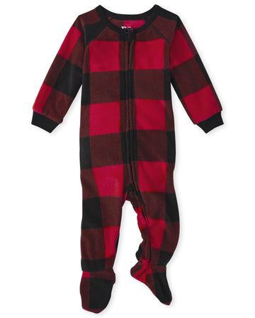 The Children'S Place 1 Piece Family Matching Christmas Holiday Fleece Pajamas Sets, Adult, Big Kid, Toddler, Baby, Red/Blk Buff,