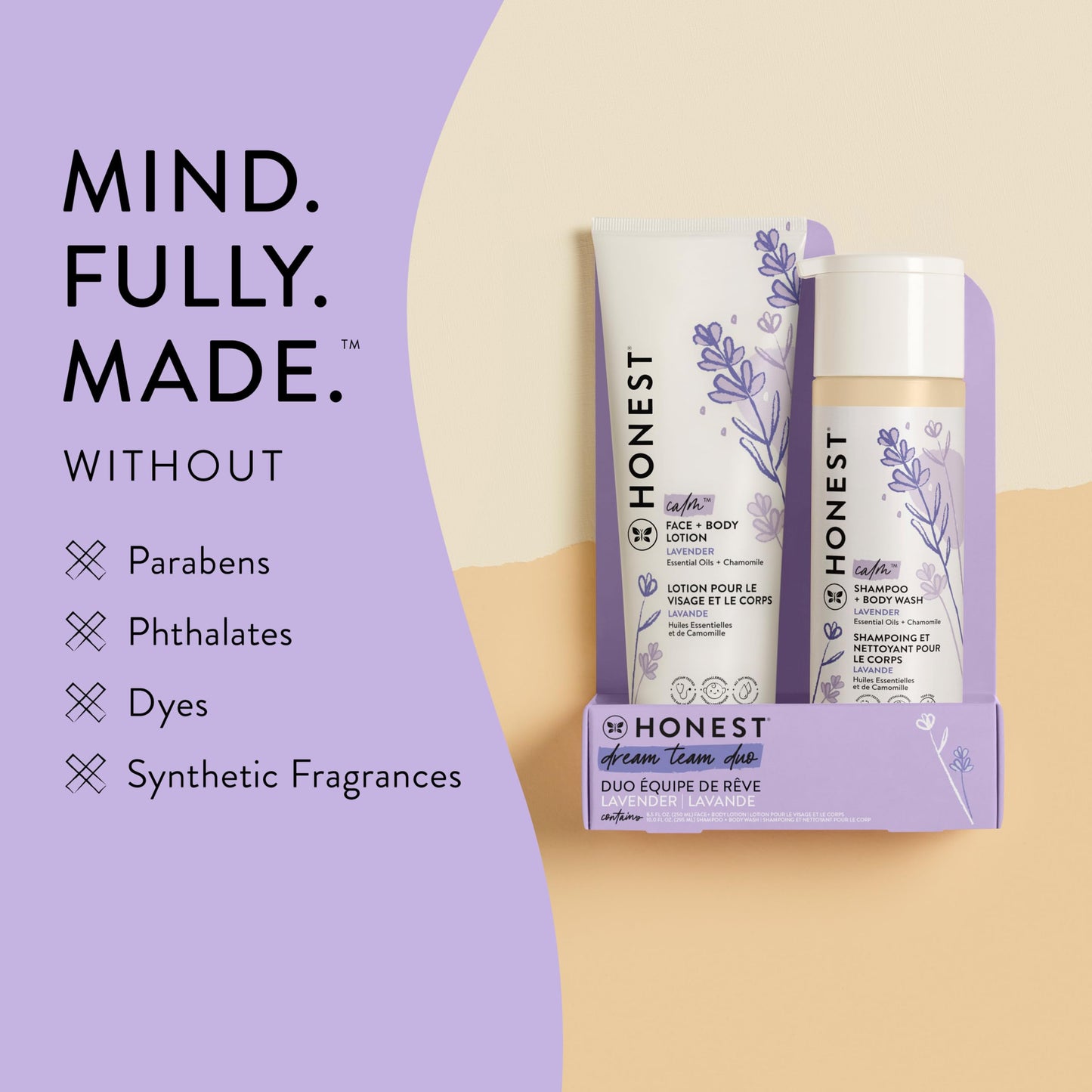 The Honest Company 2-In-1 Cleansing Shampoo + Body Wash And Face + Body Lotion Bundle  Gentle For Baby  Naturally Derived  Laven