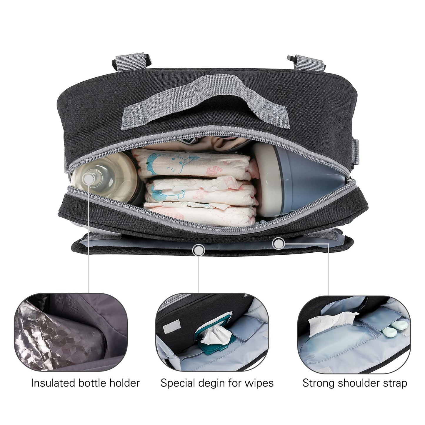 Baby Diaper Caddy Bag - Diaper Caddy Tote Baby Stroller Bag Nursery Storage Bin for Diapers, Wipes & Toys Mini Diaper Bag for Ou