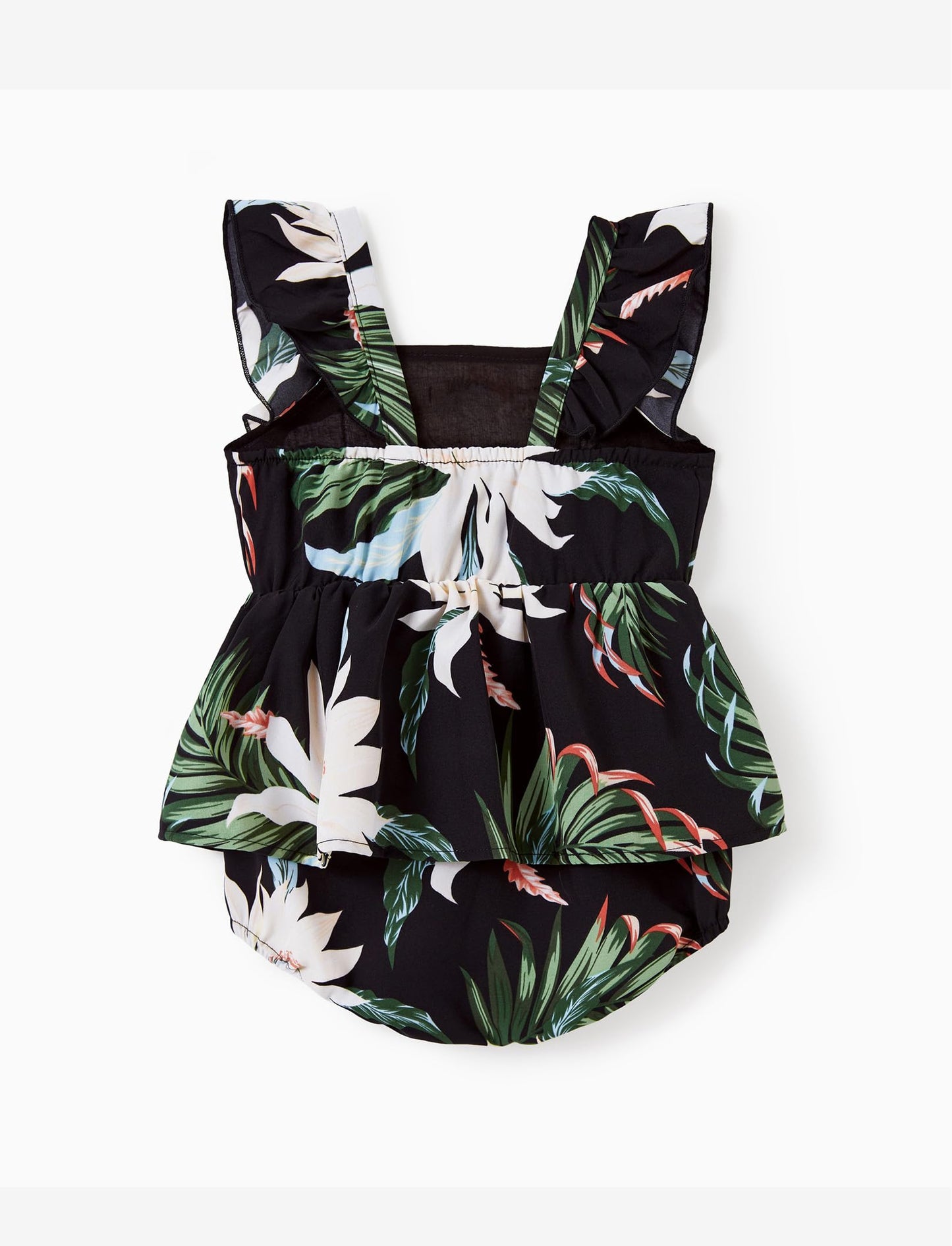 Patpat Matching Family Floral Outfits - Mommy And Me Hawaiian Dress Matching Set Tropical Palm Newborn Dress Leaf Print Halter N