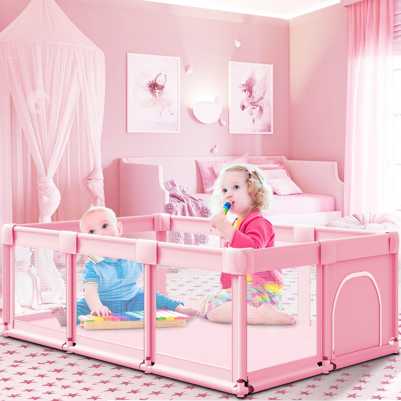Xvishx Baby Playpen 74 X 50 Inch Play Pen Playards, Playpen For Babies And Toddlers, Baby Playard For Indoor & Outdoor Active Ce