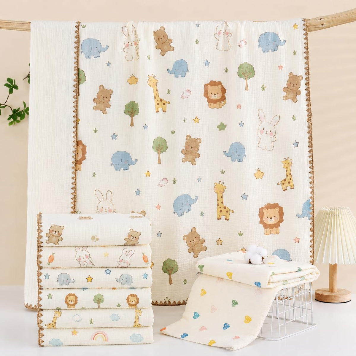 Infantura Baby Soft Muslin Thick Blanket Cotton Double Layer Receiving Blanket  Pack of 1 (Assorted Prints) (Without Bubble Dot