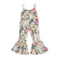 Emmababy Toddler Girl Bell Bottom Romper Baby Floral Suspender Pants Ribbed Jumpsuit Backless Flare Overalls Summer Playsuit(Flo