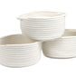 Small Basket with Handle, Set of 3 Cotton Rope White Woven Baskets for Organizing, Cute Mini Tiny Decorative Boho Round Storage 