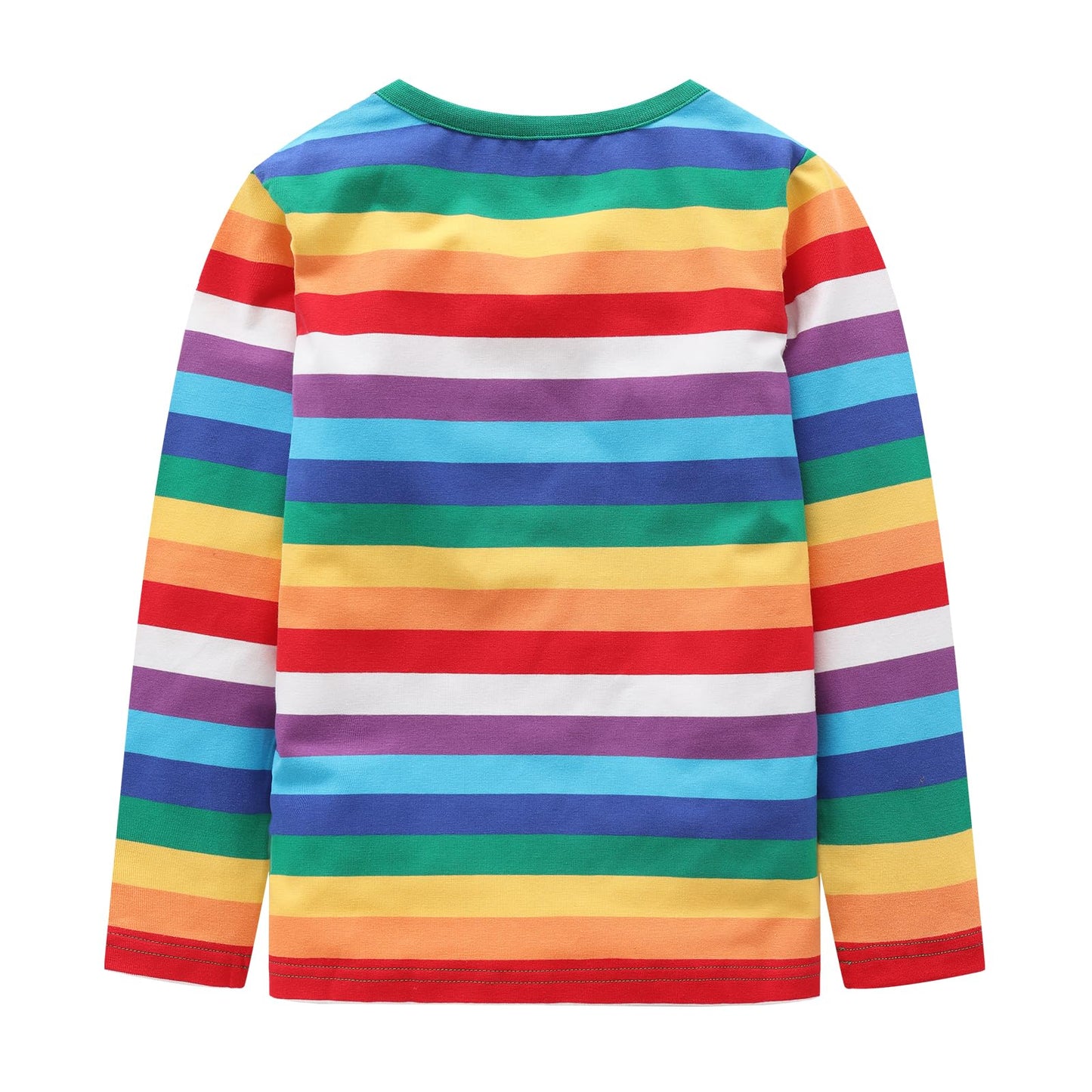 Baby Boys Rainbow Striped Tshirts Kids Boys Long Sleeve Cotton Shirts Unisex Crew Neck T-Shirts For Halloween Rainbow Straps 2T