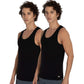 DAMENSCH Mens NEOSKIN AntiMicrobial Slub Vest AntiodorBamboo Rayon Fabric Round Neck Pack of 2 Natural Black Large